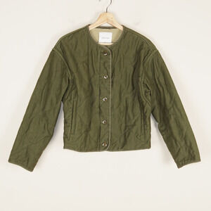 Aritzia Wilfred Free Green Quilted Cotton Bomber Jacket Womens Sz XS